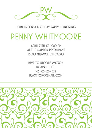 Stylish Fresh Filigree Pattern Modern Party Invitations