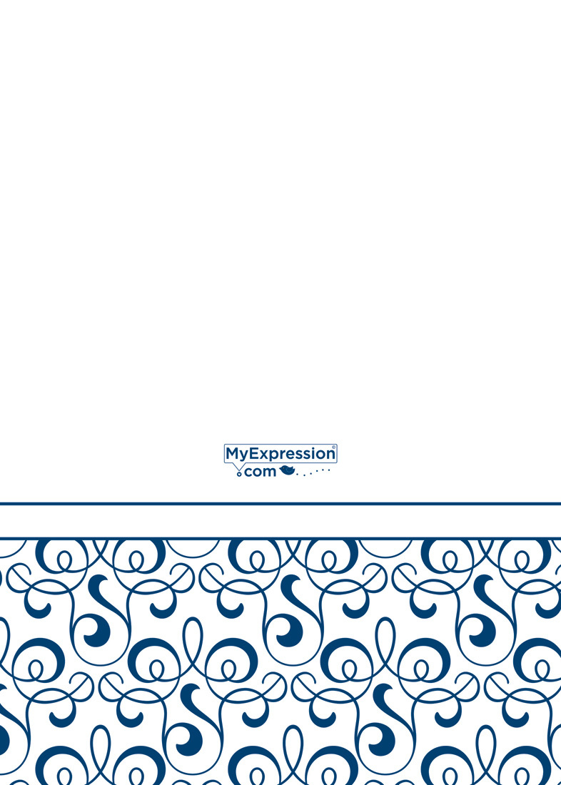Navy Blue Filigree Business Pattern Monogram Invites