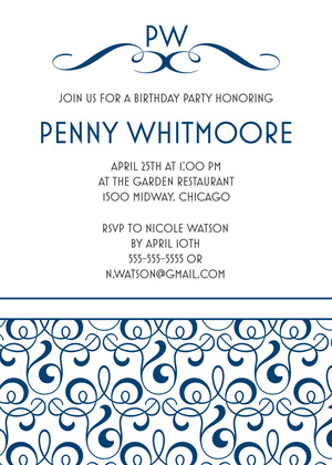 Victorian Monogram Style Flourish Invitations