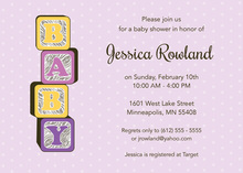 Unique Baby Blocks Lavender Invitations