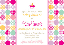 Patterned Pacifier Pink Baby Shower Invitations