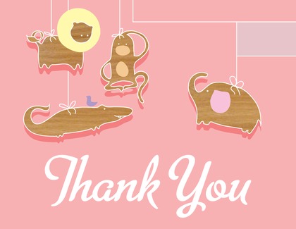 Animal Things Mobile Thank You Cards