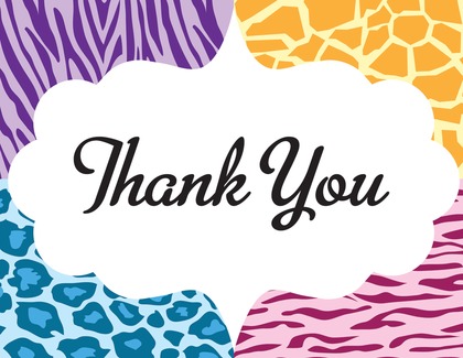Vivid Bright Quad Animal Print Invitations