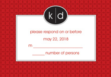 Red Trimmed Damask RSVP Cards