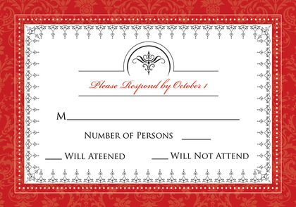 Antique Red Border Formal Invitations