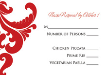 Ornate Red Damask RSVP Cards