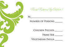 Ornate Lime Damask RSVP Cards