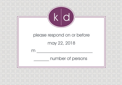 Oval Monogram Grey Purple Formal Invitations