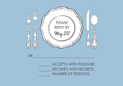 Fine Dining Blue RSVP Cards