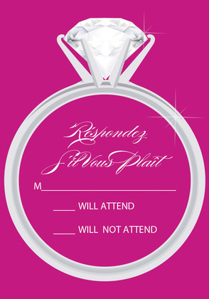 Wedding Solitaire Hot Pink Invitations