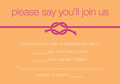 Tying The Knot Hot Pink Square Invitations