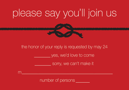 Tying The Knot Red Square Invitations