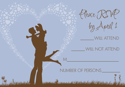 Silhouette Love Lavender Engagement Invitations