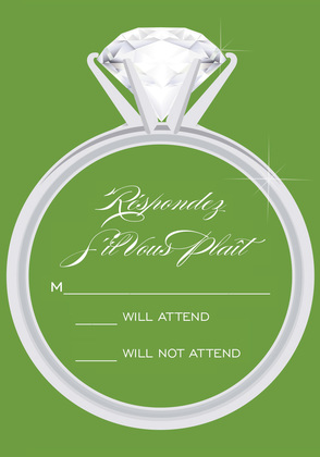 Modern Solitaire Ring Green Invitations