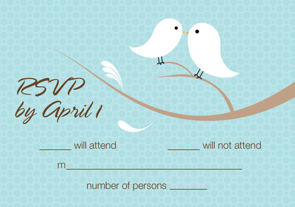 Lovely Birds Classic Blue Invitations