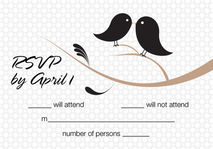 Birds Of A Feather Charcoal RSVP Cards