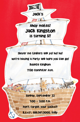 Ahoy Mates Pirate Ship Navy Invites