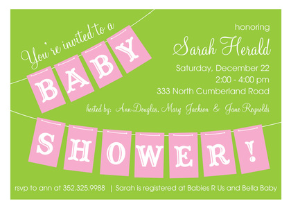 Blue Baby Shower Banner Invitations