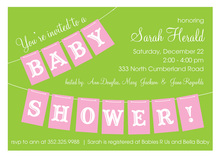 Pink Baby Shower Hanging Banner Invitations