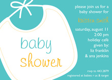 Traditional Baby Bib Teal-Blue Shower Invitations