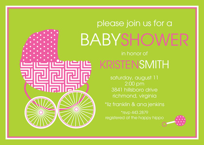 Bright Blue Baby Buggy Invitations