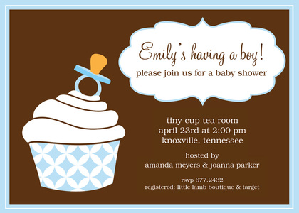 Cute Cupcake Pacifier Shower Invitations