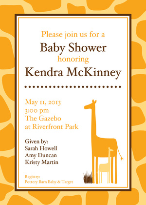 Charming Pink Giraffe Shower Invitations