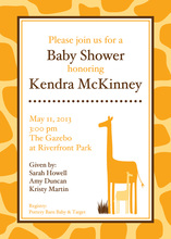 Yellow Giraffes Grey Chevron Invitations