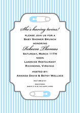 Baby Blue Safety Pin Shower Invitations