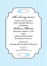 Baby Blue Safety Pin Shower Invitations