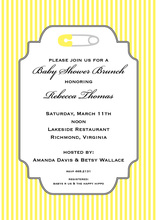 Yellow Safety Pin Baby Shower Invitations