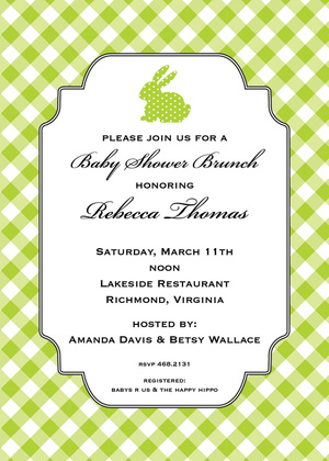 Pink Polka Dot Bunny Shower Invitations