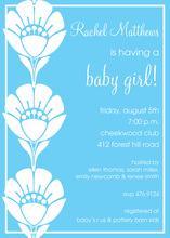 Aqua Polka Dots Flower Wreath Baby Shower Invitations