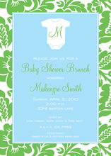 Baby Blue Onesy Initial Monogram Invites