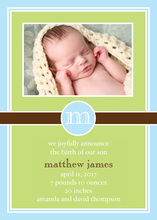 Elegant Boy Toile Baby Photo Cards