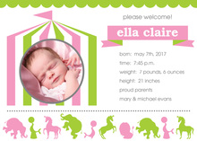 Circus Fun Baby Girl Photo Cards