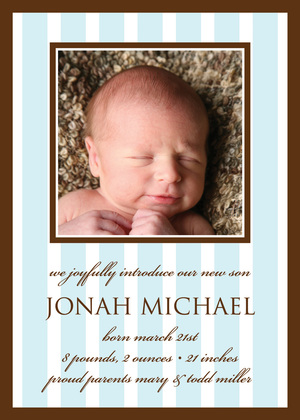 Charming Pink Stripes Photo Announcements