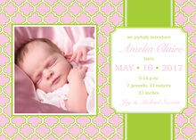 Pink Baby Girl Pattern Photo Cards