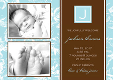 Elegant Boy Toile Baby Photo Cards