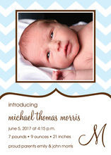 Blue Chevron Pattern Photo Announcements