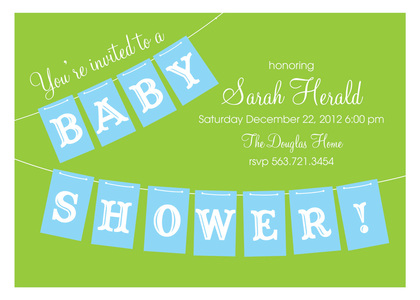 Pink Baby Shower Hanging Banner Invitations