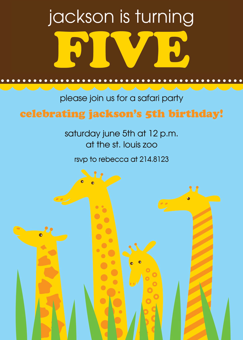 Giraffe Birthday Fun Invitations