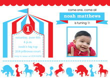 Blue Circus Birthday Party Invitations