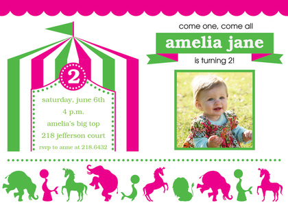 Blue Circus Birthday Party Invitations