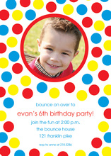 Bounce Party Blue Red Yellow Dots Invitation