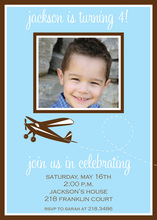 Brown Green Photo Birthday Party Invitations