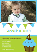 Sweet Blue Cupcake Birthday Party Invitations