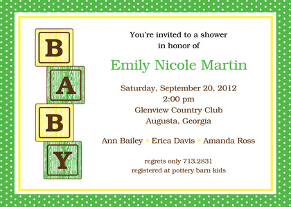 Blue Baby Block Shower Invitations