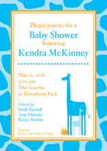 Giraffe Boy Clothesline Aqua Invitation