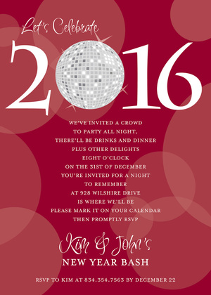 Customize Year Number Disco Light Invitation